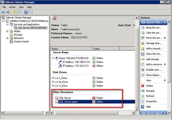 Check the cluster name of your SQL Server instance in the Failover Cluster Manager