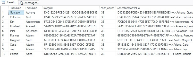 Concatenating GUIDs and additional data types in SQL Server