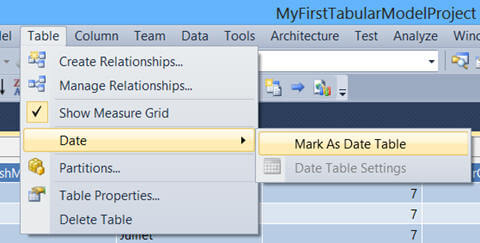 Defining or Marking a table as Date in the Tabular Model