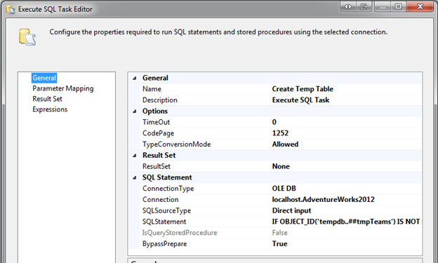 How to create and use Temp tables in SSIS