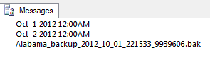After running this query you should return the dates and the backup name that will be used in the RESTORE statement