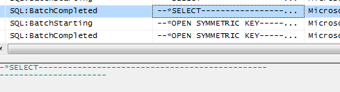 The contents of SELECT statements are protected in Profiler