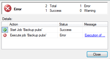 Error from SQL Server Agent Backup and Restore