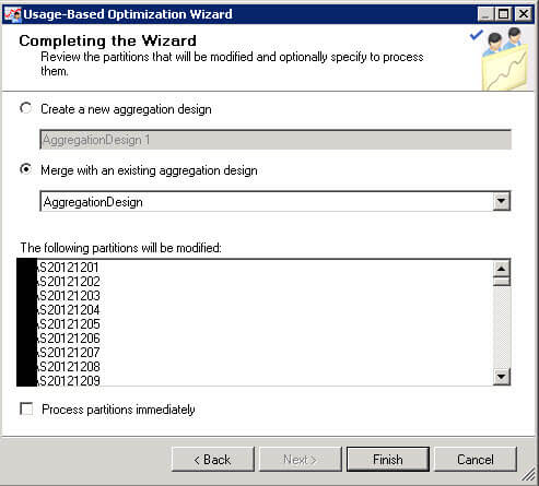merge the new created aggregation with existing ones