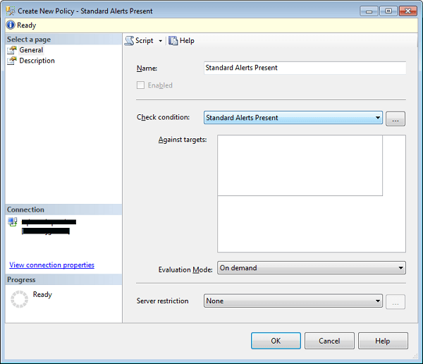 Use the Check Condition drop down to select the condition in the Create New Policy screen