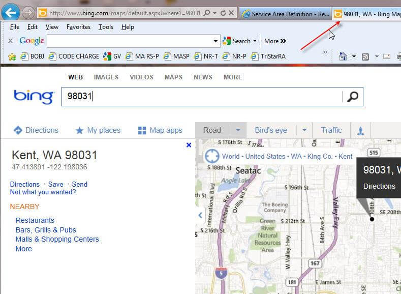 Bing Map New Window