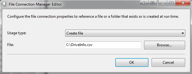 You will need to create a new File Connection for Destination