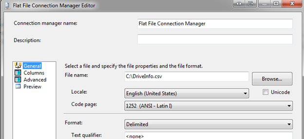 Right click on the Flat File Source
