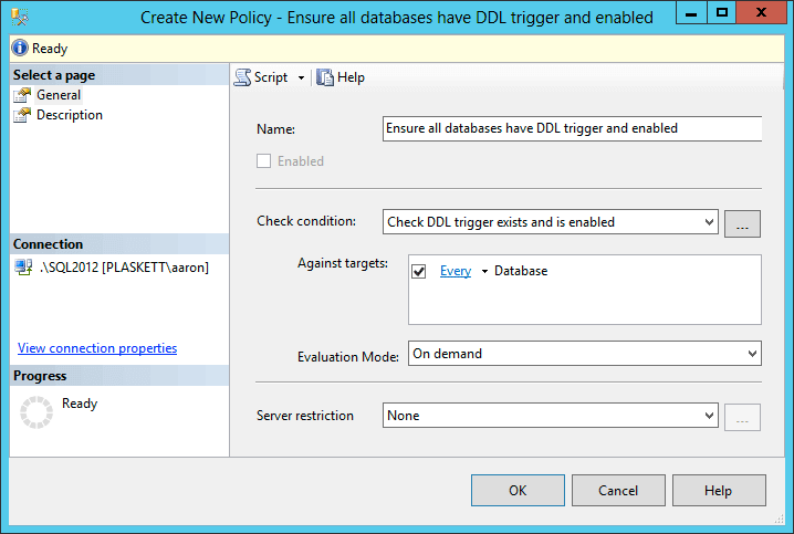 Create policy dialog