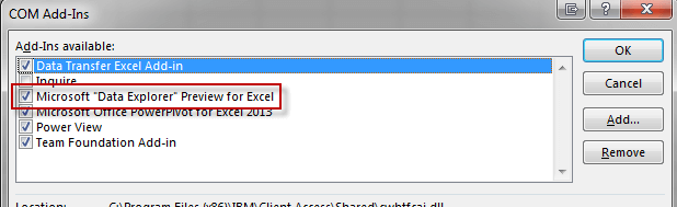 Uses Data Explorer Excel