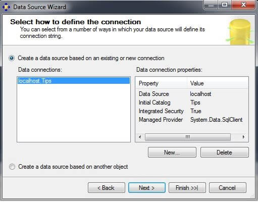 If a Data connection does not exist, click on "New..." 