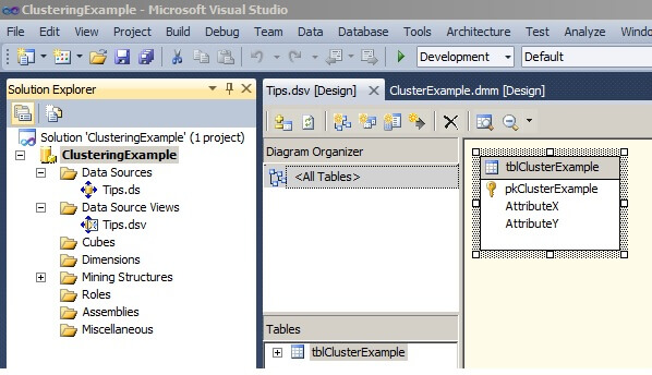 The Solution Explorer should appear as it does below with one Data Source and one Data Source View defined. 