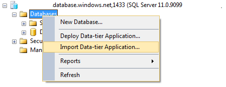 connect to the SQL Azure instance