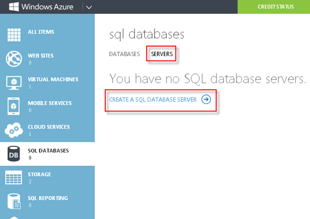 Click on SQL Databases