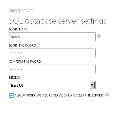 Create a SQL Database Server