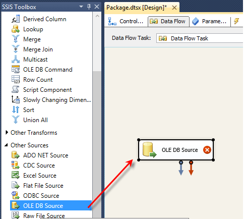Right click the Data Flow task and choose Edit