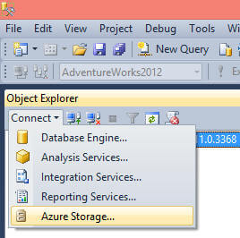 Connecting to Azure Storage to explore files using SQL Server Management Studio