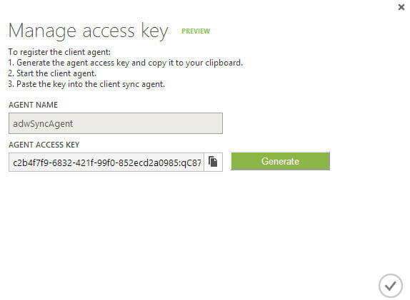 copy the Agent access key for use it later in the next section