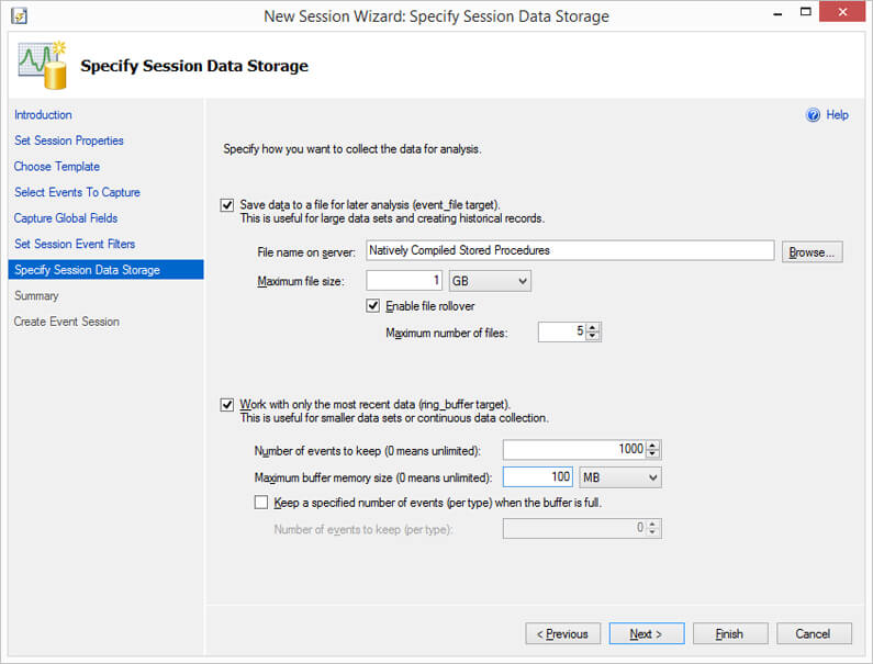 Specify Session Data Storage
