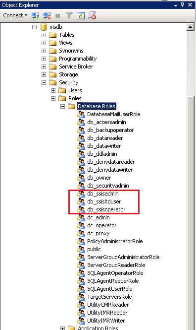 SSIS Related DB Roles in msdb Database