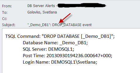 Drop DB E-mail