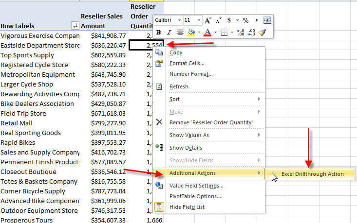 Excel Drill Through Action