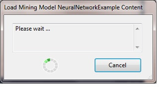 he Load Mining Model Content window might appear stating to "Please wait...". 