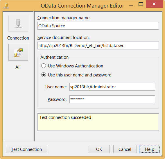 OData Connection Manager Editor