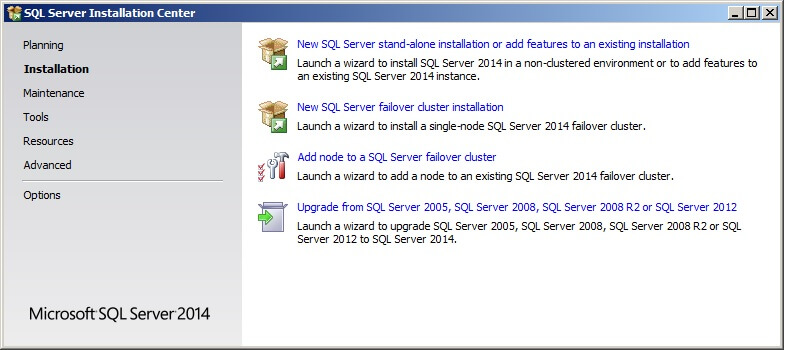 Launch the SQL Server 2014 Setup application. 