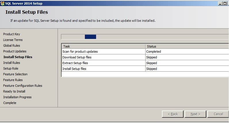 The setup application will download, extract and install files needed to carry out the installation process.