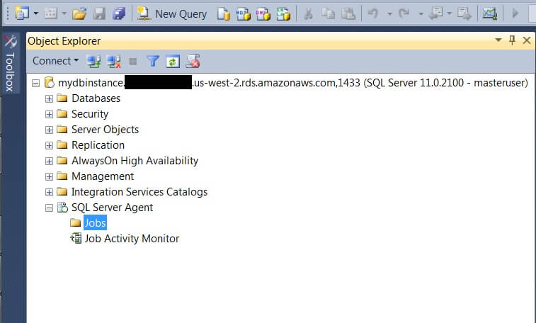 Some options for SQL Server Agent are not available