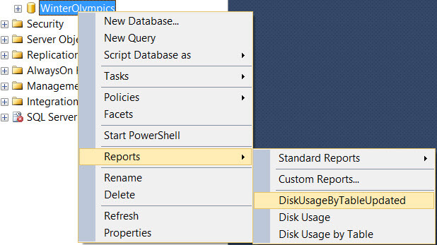 The report is added to the context menu.