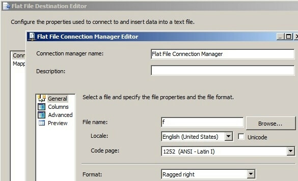 Flat file connection manager