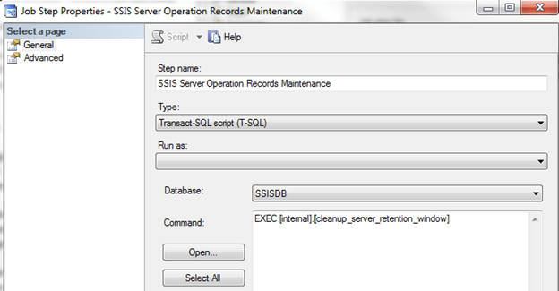 SSIS Server Operations Records Maintenance