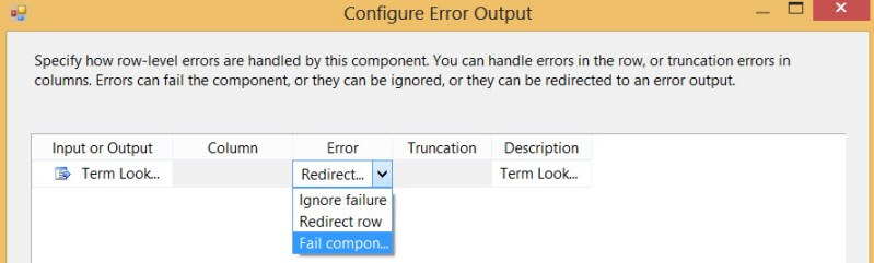 Configure error output