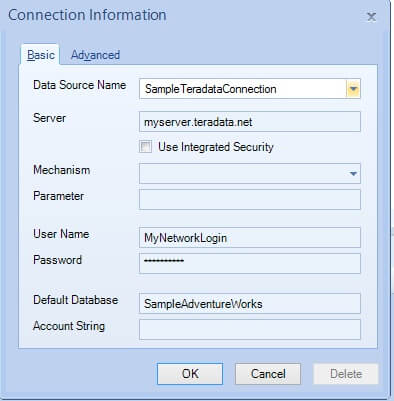 Enter the credentials provided by your DBA in the Connection Information Screen.