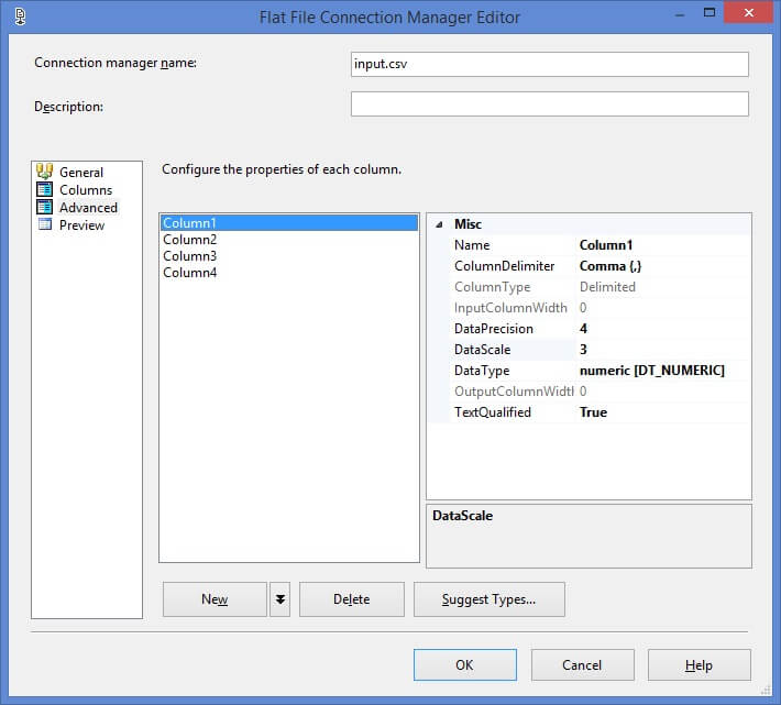 Go into the SSIS Flat File Connection Manager