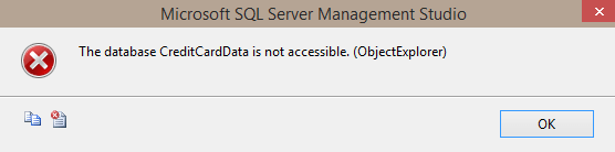 Object Explorer: Error message trying to access a database