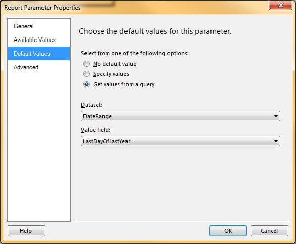 Parameter - Default Values Tab