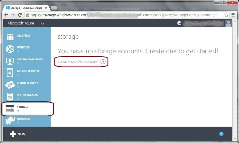 Storage Services in the Left Navigation Pane