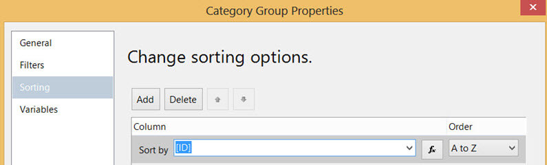 Configure the sorting.