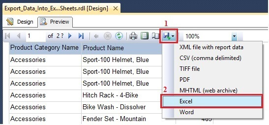 Export Tablix Data Into Excel