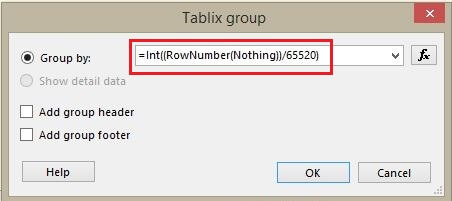 Tablix New Parent Row Group Expression Window