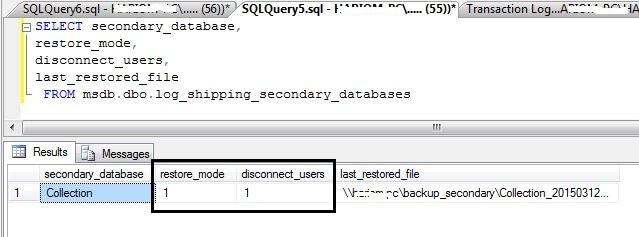 Check secondary database mode after changing it to standby mode