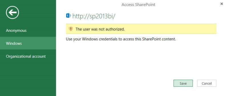 Windows authentication error