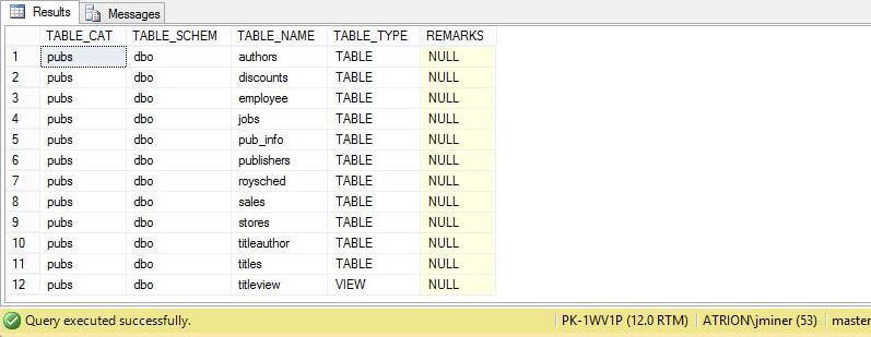System Stored Procedure - sp_tables_ex