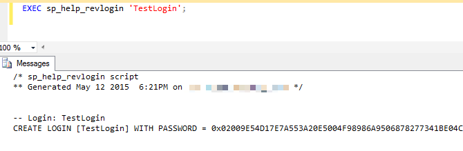 Using sp_help_revlogin to extract a single login