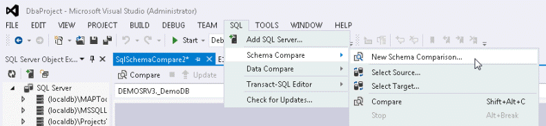 Visual Studio SQL Menu