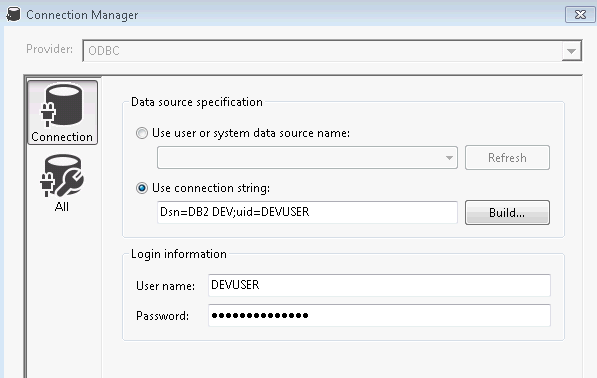 ODBC Connection Manager Configuration