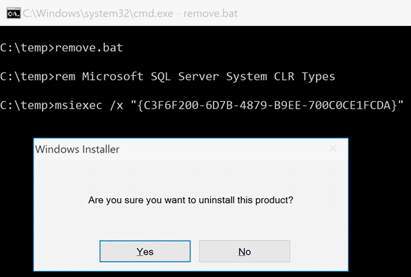 Windows Installer prompts